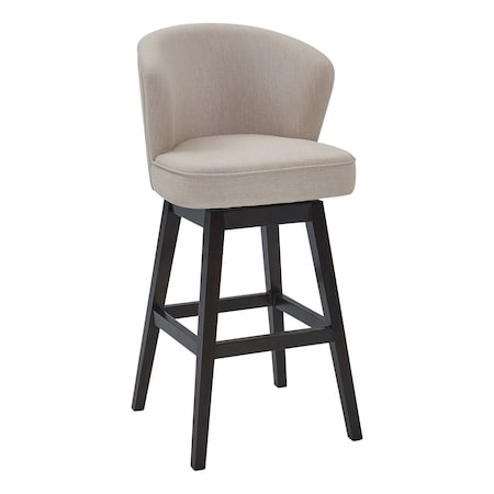 Armen Living Brandy 26" Counter Height Swivel Tan Fabric and Espresso Wood Bar Stool LCBDBAESTN26